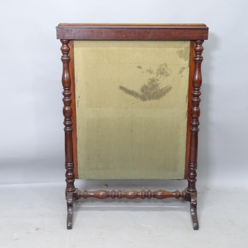 2238 - An Antique mahogany fire screen with an embroidered advertising panel for Sperry Mills Flour, 72cm x... 