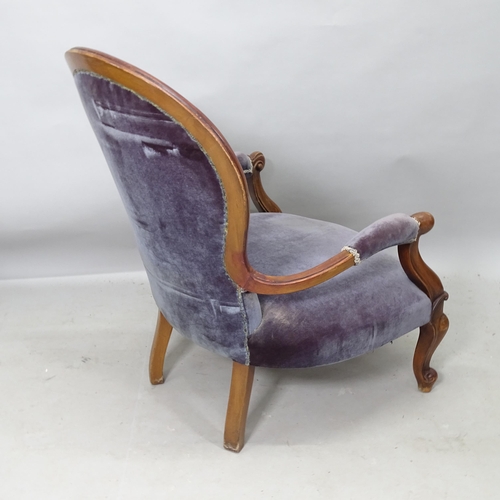 2239 - A Victorian mahogany and button-back upholstered low open armchair