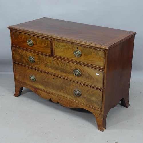 2267 - An Edwardian mahogany and satinwood-strung chest of 2 short and 2 long drawers, 108cm x 76cm x 54cm