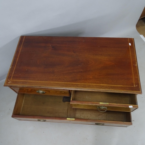 2267 - An Edwardian mahogany and satinwood-strung chest of 2 short and 2 long drawers, 108cm x 76cm x 54cm