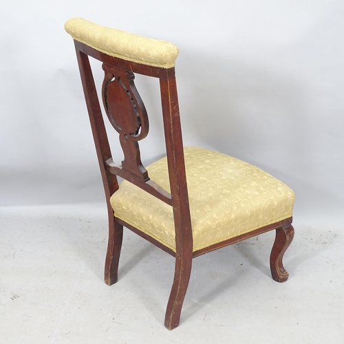 2270 - An Edwardian mahogany and satinwood-strung prayer chair, with inlaid decoration