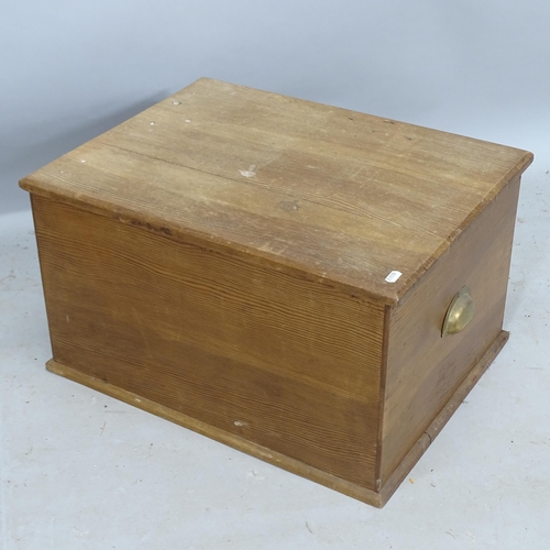 2271 - A Vintage stained pine storage box, with divided interior, 57cm x 33cm x 44cm