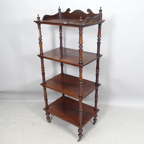 2282 - A Victorian rosewood 4-tier whatnot, 54cm x 122cm x 37cm