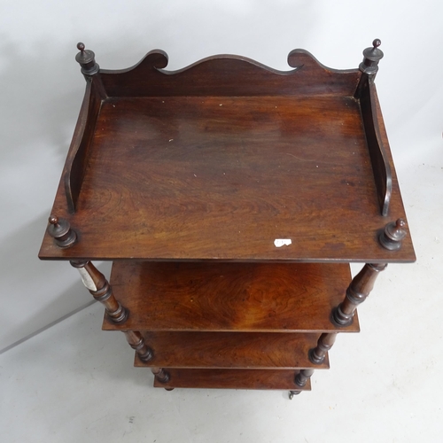 2282 - A Victorian rosewood 4-tier whatnot, 54cm x 122cm x 37cm