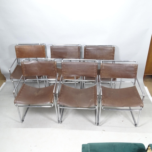 2286 - A set of 6 x 1970s Italian Mariani tubular steel armchairs, by Guido Faleschini, with slung seats in... 