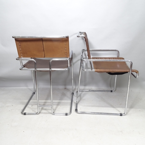 2286 - A set of 6 x 1970s Italian Mariani tubular steel armchairs, by Guido Faleschini, with slung seats in... 