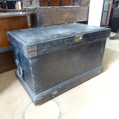 2288 - A 19th century stained pine tool chest, possibly By W Spreadborough, with mahogany fitted interior, ... 