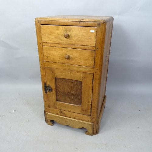 2296 - A Victorian pine kitchen unit, with 2 fitted drawers and cupboard under, 50cm x 95cm x 46cm