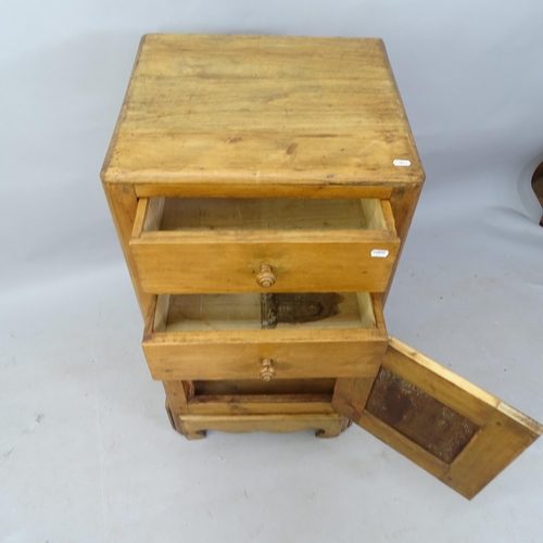 2296 - A Victorian pine kitchen unit, with 2 fitted drawers and cupboard under, 50cm x 95cm x 46cm