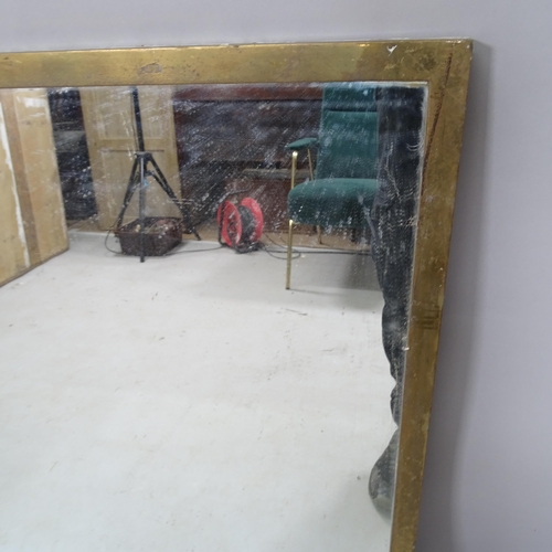 2311 - A Vintage brass-framed rectangular wall mirror, 90cm x 85cm