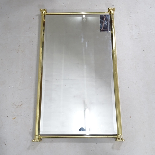 2312 - A Hollywood Regency design brass-framed bevel-edge over mantel pier glass mirror, 60cm x 100cm