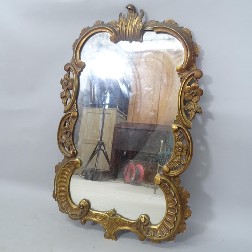 2314 - An Antique gilt-gesso framed wall mirror, 55cm x 87cm