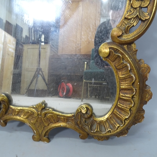 2314 - An Antique gilt-gesso framed wall mirror, 55cm x 87cm