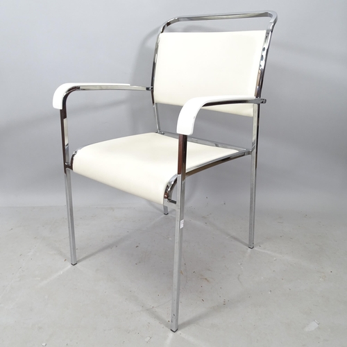 2330 - A Brunner white leather and chrome lounge chair by Matteo Thun, with maker's label