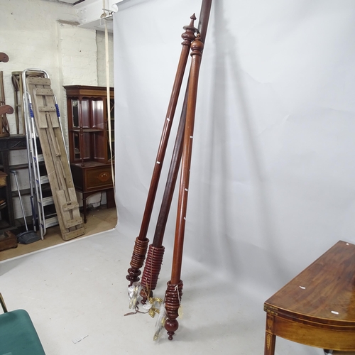 2340 - 3 x 19th century mahogany curtain poles, longest 275cm