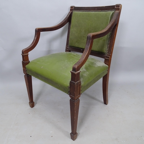 2344 - A Georgian style mahogany open-arm desk chair