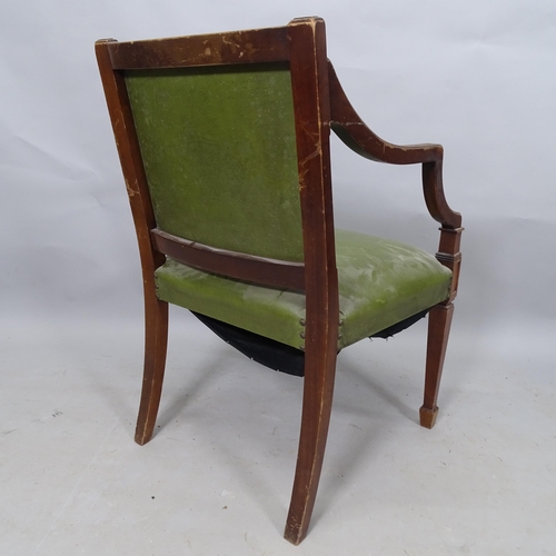 2344 - A Georgian style mahogany open-arm desk chair