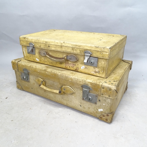 2551 - 2 Army & Navy leather suitcases, largest 77cm x 45cm x 25cm