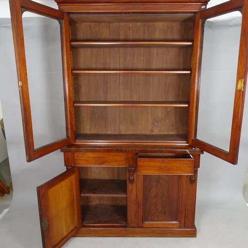 2559 - A Victorian mahogany 2-section library bookcase, 118cm x 210cm x 43cm