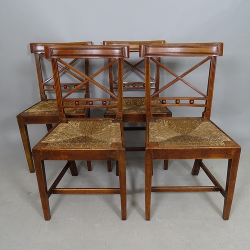 2561 - A set of 4 x 19th century Provincial side chairs, with rush seat