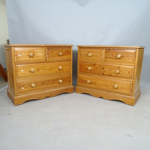 2567 - A pair of modern pine chests of 2 short and 2 long drawers, 91cm x 76cm x 47cm