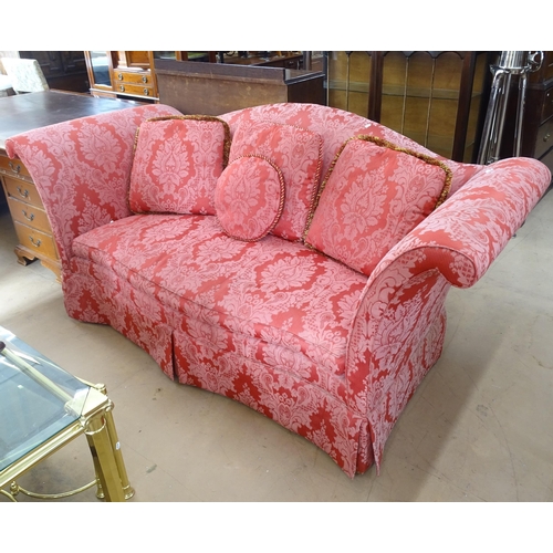 2570 - A reproduction upholstered 3-seater Knoll style settee, 230cm x 98cm x 95cm