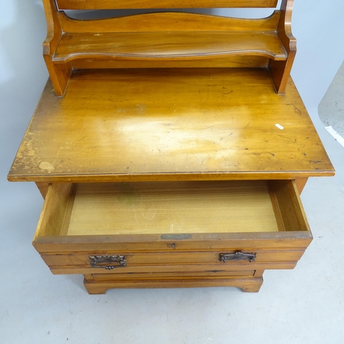 2575 - A Victorian satinwood dressing chest, with mirror back and bracket feet, 84 x 169 x 52cm