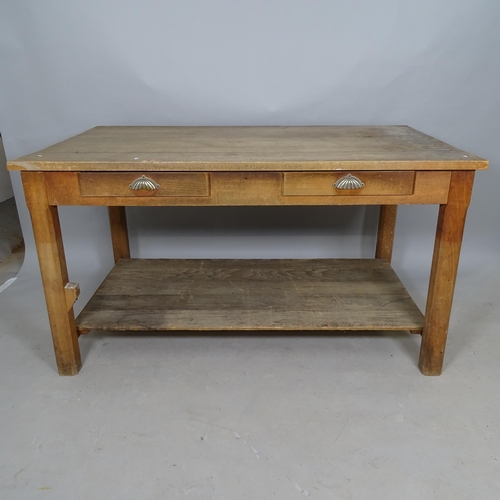 2584 - A Vintage pine draper's table, with 2 fitted drawers, 150 x 82 x 88cm