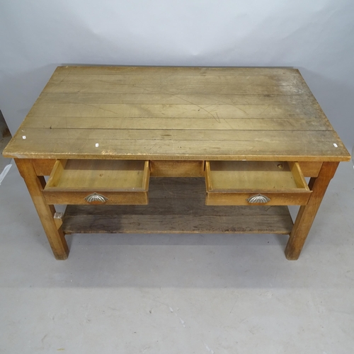 2584 - A Vintage pine draper's table, with 2 fitted drawers, 150 x 82 x 88cm