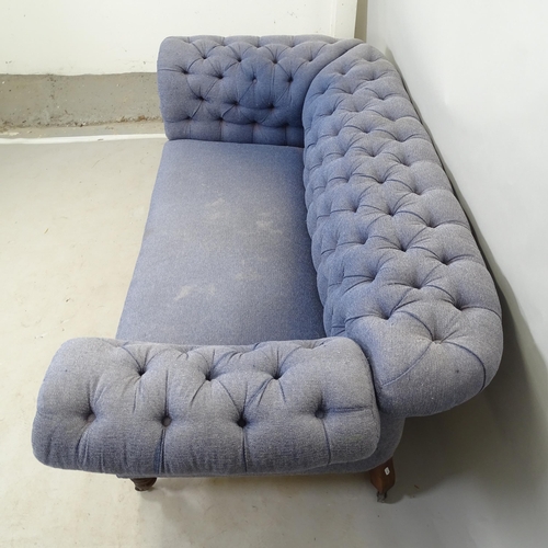 2592 - An Antique button-back upholstered Chesterfield style sofa, with single drop-end, 175 x 75 x 90cm