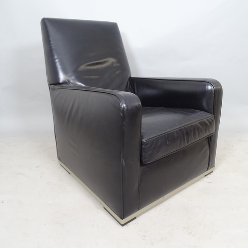 2614 - A B&B Italia Maxalto Imprimatur black high grade leather lounge chair, by Antonio Citterio, with imp... 