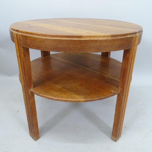 2636 - A 1930s Heals design circular oak coffee table in the Art Deco manner, 60cm x 55cm