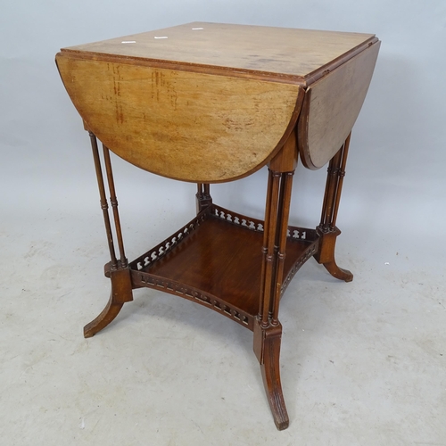 2640 - An early 20th century mahogany square-top drop leaf occasional table, 46cm x 68cm