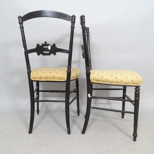 2601 - A pair of Antique ebonised parlour chairs, with inlaid mother-of-pearl decoration