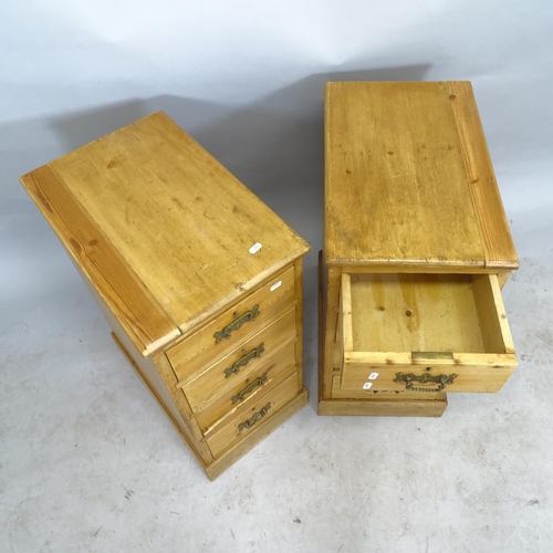 2620 - A pair of Antique pine bedside chests of 4 drawers, 33cm x 73cm x 52cm