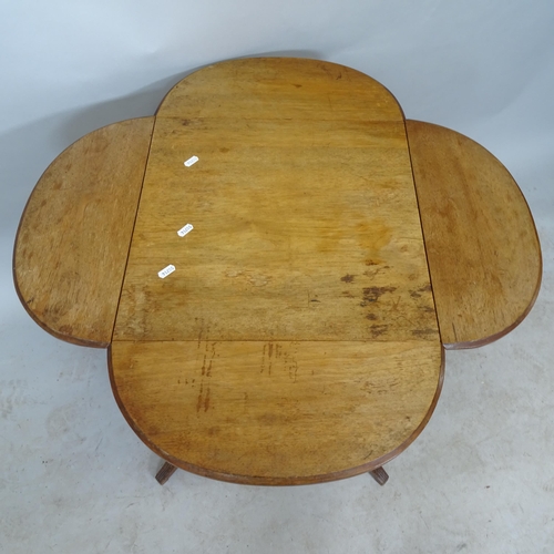 2640 - An early 20th century mahogany square-top drop leaf occasional table, 46cm x 68cm