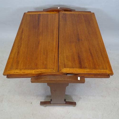 2644 - A mid-century mahogany metamorphic table, on wheeled base, 88cm x 86cm x 38cm