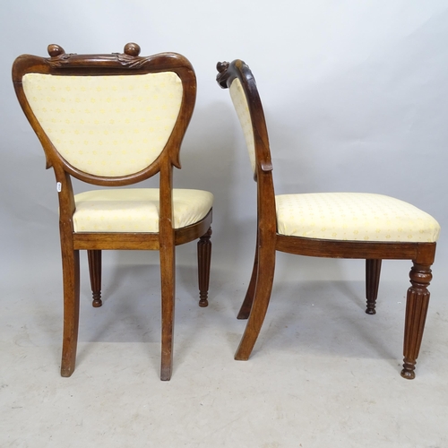 2649 - A set of 4 x 19th carved rosewood balloon-back upholstered dining chairs