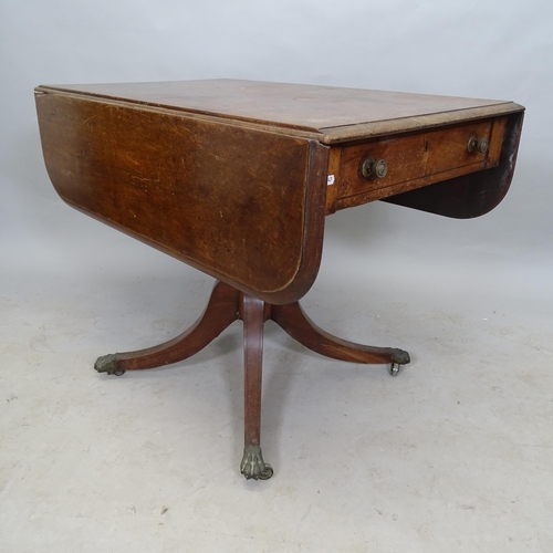 2651 - A Regency mahogany drop leaf table, with single-end drawer, 89cm x 70cm x 56cm