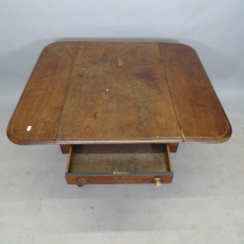 2651 - A Regency mahogany drop leaf table, with single-end drawer, 89cm x 70cm x 56cm