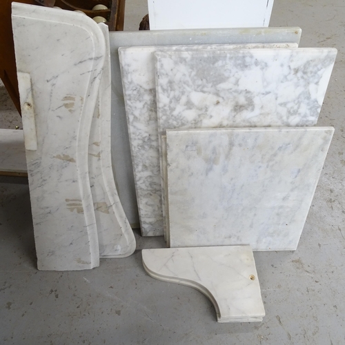 2661 - 9 various pieces of white and grey veined marble, largest 44cm x 55cm