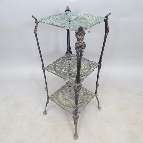 2730 - A 3-tier wrought-iron garden stand, height 70cm