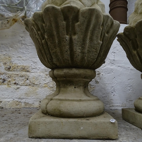 2737 - A pair of concrete pineapple finials, height 60cm