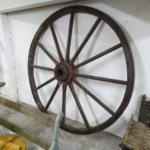 2745 - A pair of Antique carriage wheels, width 140cm