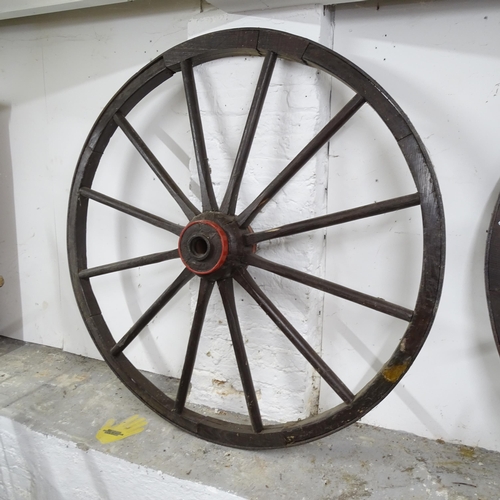 2745 - A pair of Antique carriage wheels, width 140cm