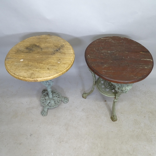 2768 - An Antique circular pub table, with painted cast-iron base, 55cm x 72cm, and a circular-top garden t... 