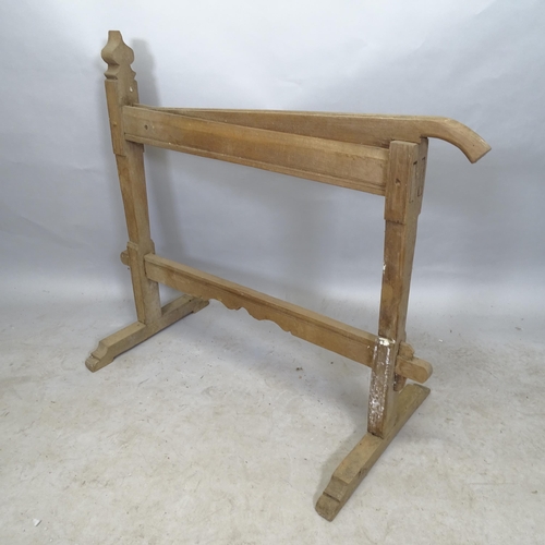 2769 - An Antique stained pine flax break, 105cm x 95cm x 50cm