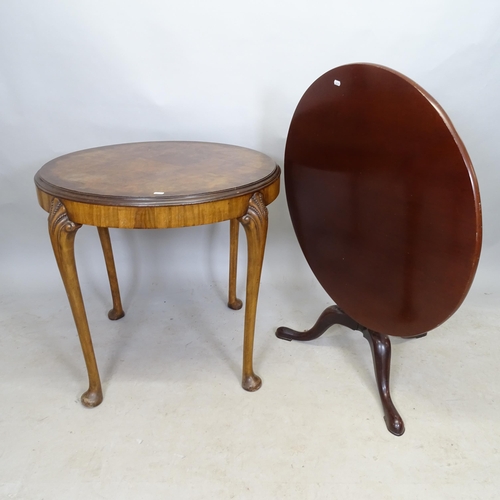 2771 - A Georgian mahogany circular tilt-top table, and an early 20th century burr-walnut circular-top occa... 