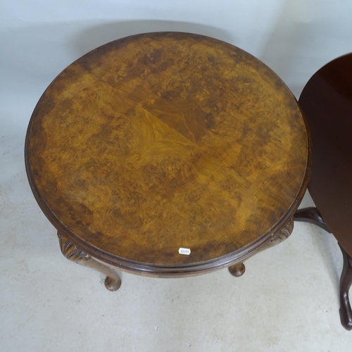 2771 - A Georgian mahogany circular tilt-top table, and an early 20th century burr-walnut circular-top occa... 