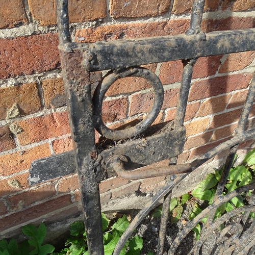 2774 - A painted wrought-iron garden gate, width to hinge 77cm and height 153cm